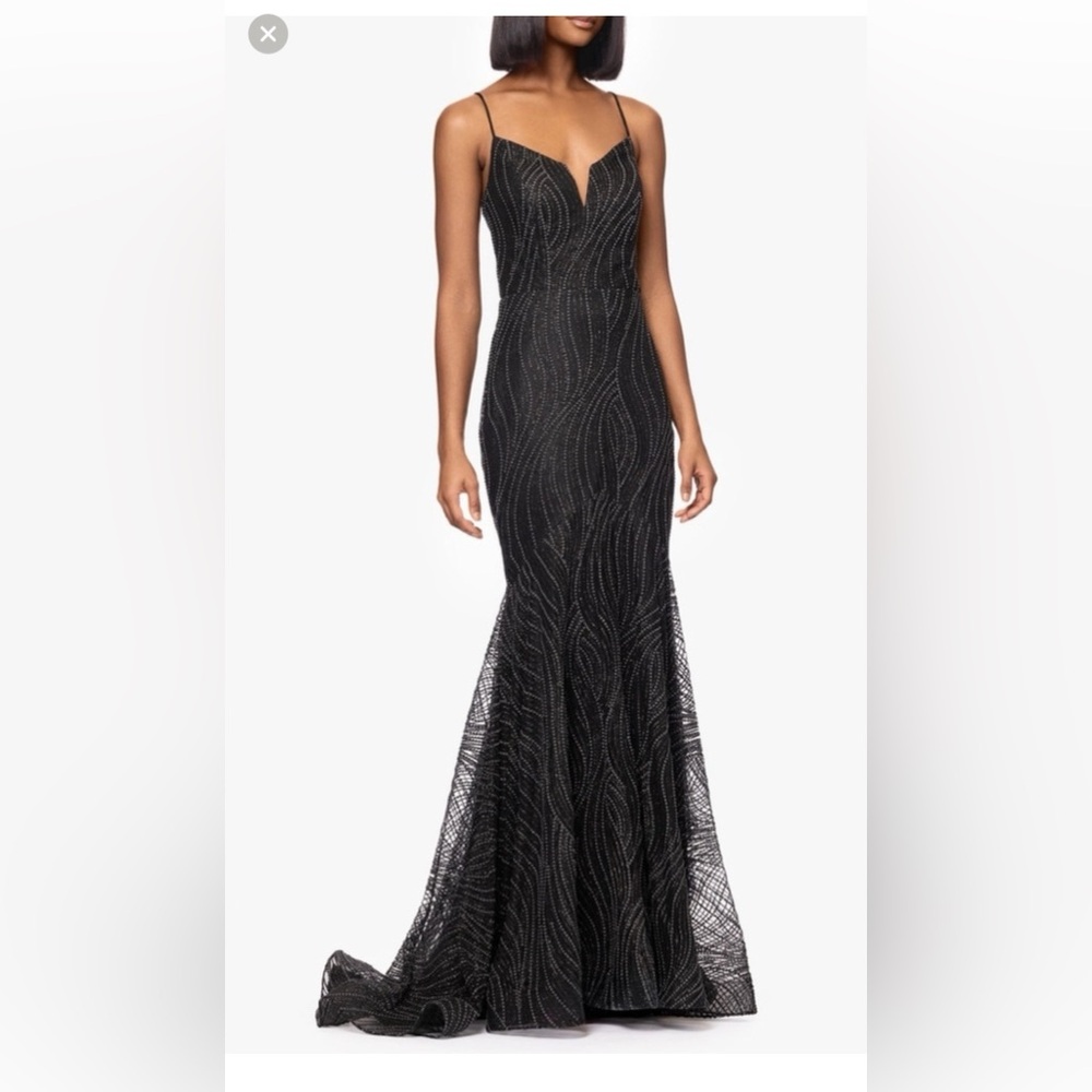 Blondie Nites Black Beaded Mermaid Prom Gown
